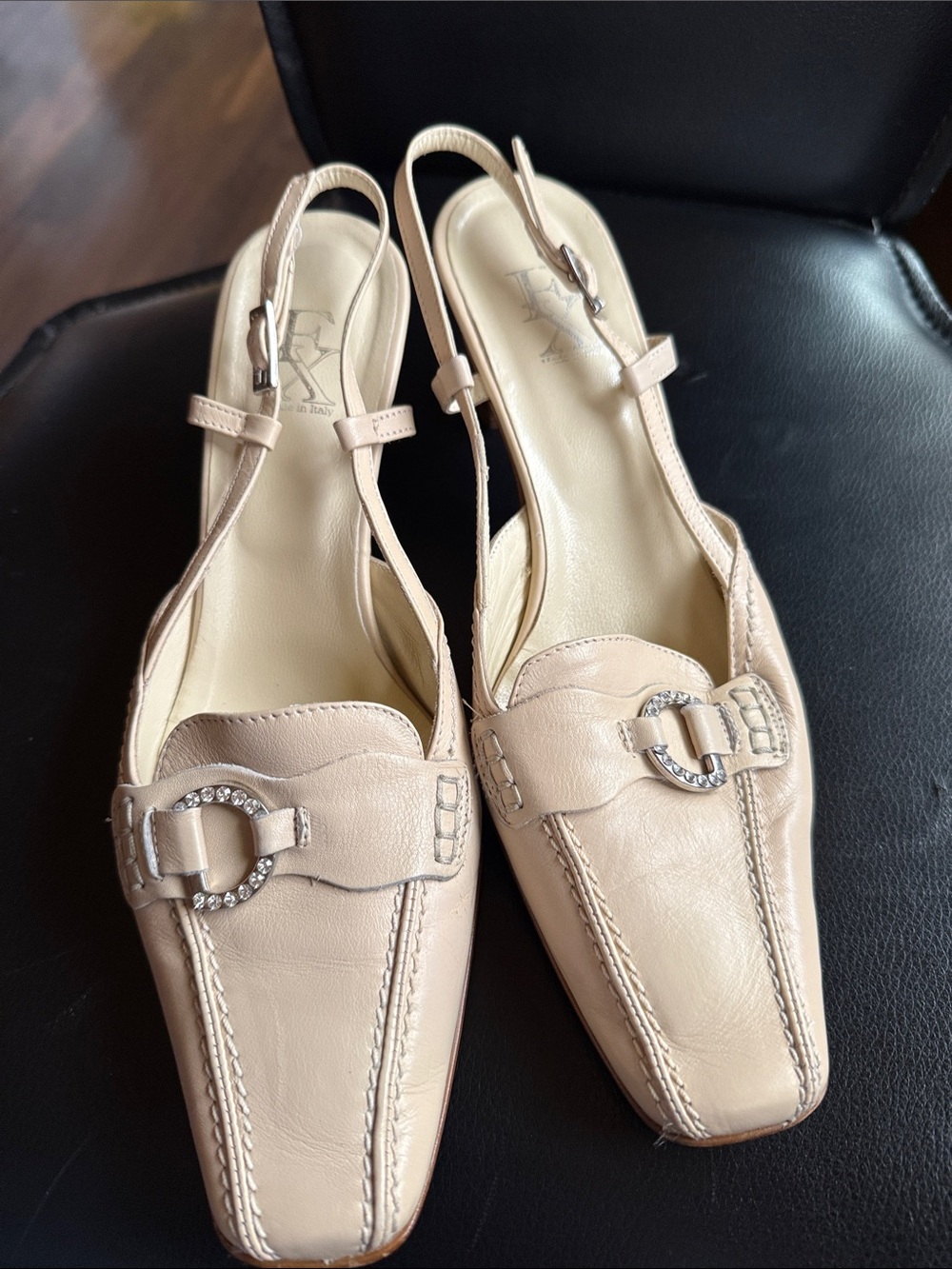 Slingback Leather Loafers in Nude